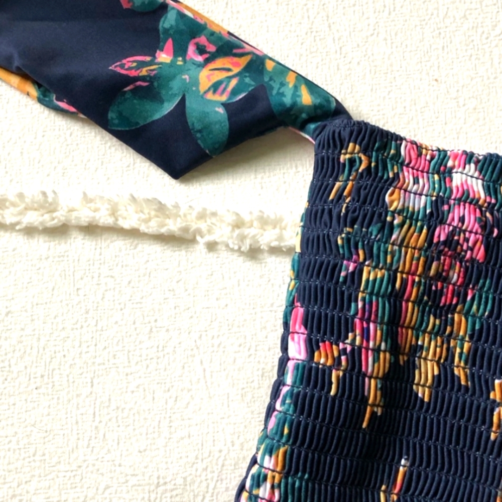 Anthropologie Bikini Swimsuit Top Off The Shoulder Top Size L Pink Flowers - Picture 9 of 16